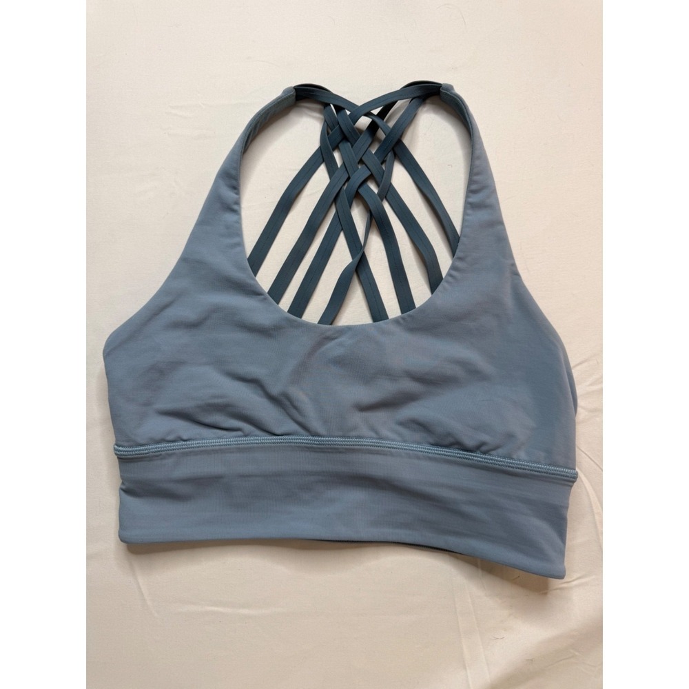 Lululemon Free To Be Moved Long Line Bra Size 6 S Muted Blue Strappy Yoga